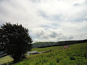 Auf dem Rückweg: Blick zurück auf die Ferme Auberge Aux Trois Fours.