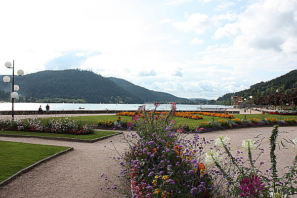 Lac de Gerardemer. Blumenreiche Uferpromenade.