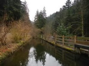 Reservoir at the end of the canal. Lancoir.